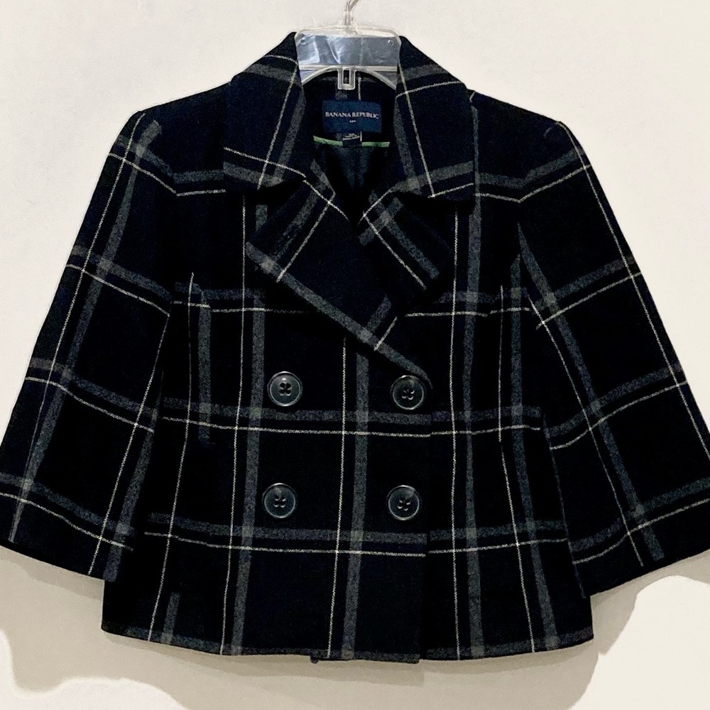 Banana Republic Plaid Wool Blend Blazer Jacket, Size XS